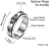 Linderung Mond Stern Paar Band Ring Für Männer Frauen Fidget Ringe Edelstahl Schildkröte Stress Rotierenden Ring 6mm