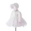 Kleidungssets Mädchen Frühling Herbst Kinder Kleid Set Mädchen Hochzeit Taufe Geburtstag Hochwertige süße Kleidung Kleider Mütze 2 Stück SäuglingskleidungClot