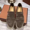 loro piano Flats Best quality Embellished Couples Flat Shoes Dress Shoe Factory Footwear Summer Charms Walk Suede Loafers Leather Casual Slip on Luxury Designer Lor