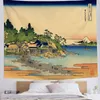 Tapestry Retro Japanese Print Wall Hanging Beautiful Ukiyoe Kanagawa Landscape vardagsrum sovrum byte vägg hängande heminredning j220804