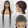 Braided Wigs 360 Lace Front Wig 36 Inch Long Synthetic With Baby Hair For Black Women Handmade 2022 New Style