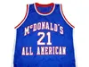 Designer Custom Basketball Jerseys Designer Xflsp 21 KEVIN GARNETT McDONALD ALL AMERICAN bule white Jersey Retro throwback stitched embroidery Customize any size