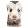 Fabriksdirekttillförsel Originalprovdesign 3D Animal White Mouse Print Hooded Tank Top Overdimensionerad Vest Wholesale 220623