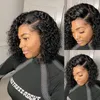 Lace Wigs 13x4 Human Hair Bob Wig Brazilian Deep Wave T Part Short Water Curly 4X4 For Black Women PrepluckedLace