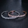 Bracciale con polsino con zirconi cubici Bracciale con apertura regolabile Bracciale con irregolarità in argento moda rame oro rosa je230c