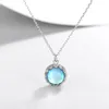 Mode Blue Dream Island Pendentif Colliers Designer Sterling 925 Femmes Moonstone S925 Clavicule Chaîne Ras Du Cou Bijoux Cadeaux pour Femme