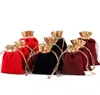 Velours Perlé Cordon Pochettes 3 CouleursNoël Cadeau De Mariage Collier Bracelets Anneaux Bijoux Emballage Sacs 8 cm * 10 cm 10 cm * 12 cm