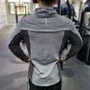 Running Gym Men T Shirt Casual Autumn Winter High Collar Elastic Long Sleeve T-Shirt Sports Fitness Quick Dry T Shirt Zip Pocket L220704