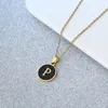 Accessori per collana con ciondolo in olio nero con lettera iniziale in acciaio inossidabile placcato per gioielli di tendenza moda unsiex