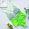 V Neck Scrunch Butt Feminino Swimwear Swimsuit Mulheres Backless Monokini Sexy High Cut Banheira Swim Bodysuit 220621