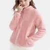 여자 재킷 여성 솔리드 재킷 지퍼 포켓 두꺼운 스웨트 셔츠 캥거루 포켓 롱 슬리브 220824