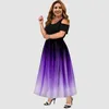 Plus Size Dresses Women Sexy O-Neck Strapless Gradient Splicing Short Sleeve Dress Casual Women's Summer Maxi Long Vestidos