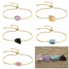 Women Raw Gemstone Link Chain Bracelet Gold Chain Bracelets Diffuse Energy Healing Chakra Crystal Yoga Cuff Bangle Rough Original Stone Couple Jewelry