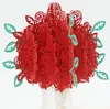 Gül Pop-up Gravür Kart 3D Yaratıcı Tebrik Kartları Romantik Kırmızı Çiçek El Yapımı Kart Sevgililer Günü Hediye Kartı Özelleştirilmiş SN4924