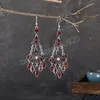 Vintage etnisch lang waterdruppel Tassel oorbellen voor vrouwen Boho kleurrijke holle strass kristal Dange oorbellen bruiloft sieraden