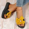 Sandals Fit Flops Womens Slippers For Women Ladies Summer Bohemian Bow Flowers Decoration High Heeled WomenSandals