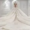 2022 실제 이미지 빈티지 하이 목을 통해 볼 가운 웨딩 드레스를 통해 볼 수 있습니다.