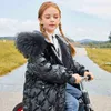 -30 GRADE GIRLES Winter Down Snowsit Długo nad kolanem ciepłe chłopcy i dziewczęta kurtka parka dziewczyna ubrania 5-12Y J220718