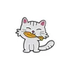 Il simpatico gatto mangia pesce, distintivo in metallo, bigiotteria da ragazza, spilla per colletto dell'uniforme, spilla in vita per maglione