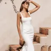 Атласное свадебное платье русалки с квадратным воротником и открытой спиной, сексуальное белое платье на тонких бретелях, шикарное свадебное платье в стиле бохо, vestidos de novia 2022 Robe De Mariee