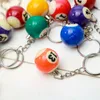 Wholesale simulation billiards keychains snooker ball key chain keychain mini billiards pendant