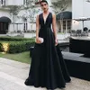 Beaded Satin Long Evening Dresses with Pockets Formal Evening Gowns Elegant backless Party Dress Avondjurk Blush Pink Royal Blue Purple