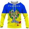 Heren Hoodies Sweatshirts Men's Fashion Retro Oekraïne vlag 3D Gedrukte sweatshirt unisex pullover paar persoonlijkheid casual tops plus s