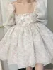 Casual Dresses Square Neck Floral Doll Puffy Princess Dress Women Ball klänning Puff Sleeve Y2K Robe Mesh Chiccasual