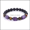 Beaded Strands Bracelets Jewelry Natural Lava Stone Energy Beaded Charm For Women Men Handmade Party Club Yoga Jewe Dhr5J