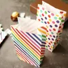 50 sztuk Rainbow Kolorowe Dot Stripe Papier Torby Prezent Wedding Party Open Top Stand Up Favor Torby DIY Candy Cookie Zawijamy 220420