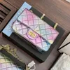 Borse a tracolla di design di lusso Borsa a tracolla in pelle sfumata arcobaleno tinta mini a conchiglia elegante da donna Borsa a tracolla versatile portatile Vendita diretta in fabbrica