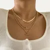 Ожерелья кулон Мода геометрические металлические бар очарование мульти-стиле цепи ожерелье набор простых хип-хоп женщины плоские змеиные ключицы