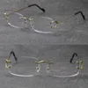 Latest Fashion C Decoration Rimless Metal Frames Myopic Eyewear Men Woman CT03440 Large Square Eyeglasses Male and Female 18K Gold Optical Size 54-18-145MM