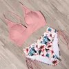 Sexy Bikini Set Women Swimsuit Push Up Lace Up Solid Swimwear Bathing Suit Female Beach Wear Thong Deep V Low Waist Biquini 220408