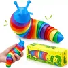 Fidget Slug artikulerad flexibel 3D-sniglar Fidget Toy alla åldrar Relief Anti-Anxiety Sensory for Children Aldult P0719