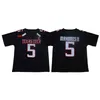 UF NCAA #5 Patrick Mahomes II Texas Tech Red Men Men Jersey de futebol Black Nome e número de costura dupla