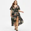 Sukienki w rozmiarze plus eleganckie dla kobiet z krótkim rękawem kwiatowy dzwonek wysoko niski maxi sukienka letnia edar22