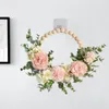 Decorative Flowers & Wreaths Artificial Peony Wreath Flower Wooden Bead For Bedroom Fireplace WallDecorative