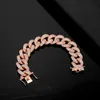 Braccialetti con ciondoli Bracciale a catena grande di lusso per donna Uomo Colore oro Micro pavé di zirconi cubici Confezione regalo di gioielli hip-hop 18mmFascino