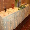 Moda cor branca de cor gelo seda mesa sólida saia mesa de casamento rodapé de 20 pés de comprimento decoração de festas de casamento de aniversário de bebê suprimento de chá de bebê2233