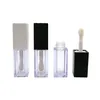 5 ml de luxe mini noir rose clair blanc en plastique carré plat brillant à lèvres baguette contenant des tubes