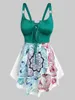 Tanques femininos Camis Lace Up Up Flower Butterfly PRIMENTO CURVADO TOP MULHERIA MULHERES MUNDO MUSEILELENDET CLOUT CROT DOURTE CROLHA