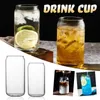 USA/CA Local Warehouse 16oz Sublimation Clear Frosted Glass Mugs Can Shaped Wine Tumblers With Bamboo Lids And straws Cocktail Cups Ice Cola Jar Home Mug 0606