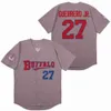 Herr Buffalo Bisons 27 Vladimir Guerrero Jr. Baseballtröjor Vita Gråa sydda skjortor S-XXXL