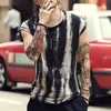 Summer MenS Sleeveless Designer T-Shirt Brand Retro Black Tie Dye Wide Shoulder Vest Casual Male Loose Undershirt Street Style W220426