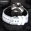 Boamigo Luminous Military White Quarz wasserdichte Uhrenmarke Luxus -Männer Sport Gummi -Gurt analog digital 220705