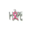 Charms 5pcs ESPERANZA Palabra para mujer Pulsera Collar Letras Colgante Cinta rosa Concientización sobre el cáncer de mama Fabricación de joyas Suministro DIYCharmsCharms