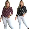 Mode Brief Afdrukken Blouses Voor Vrouwen Lange Mouwen Vest Knopen Casual Merk Shirts J1916