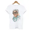 Fashion Girl Cool Print 2022 Summer Loose Oversize T Shirt Women Short Sleeve Sexig Plus Size White T-shirt