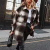 Donne dell'annata 2020 cappotti di lana a maniche lunghe delle signore di modo di spessore plaid cappotto femminile streetwear ragazze eleganti giacca oversize chic LJ200824